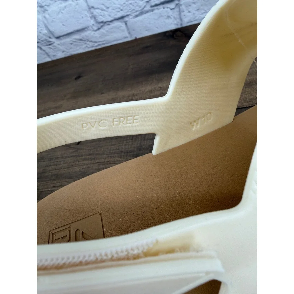 Reef Water Vista Higher Platform Sandals Women 10 Cloud White Tan Comfort NEW